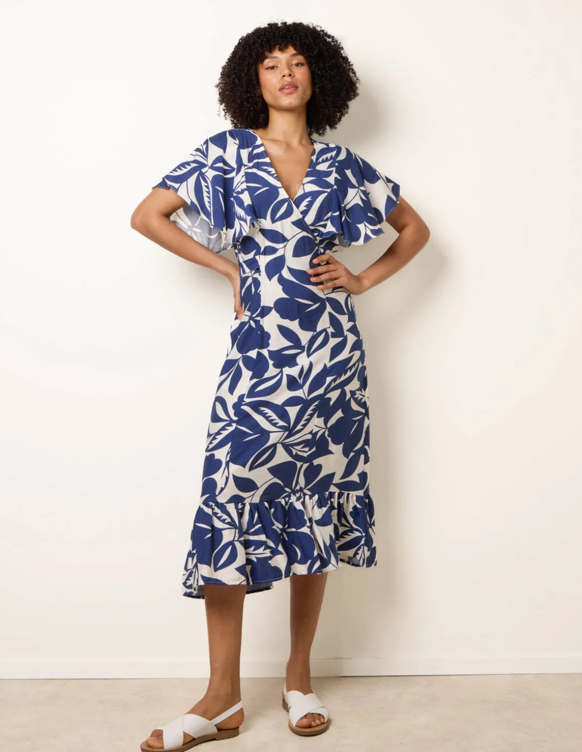 Printed V Neck Dress