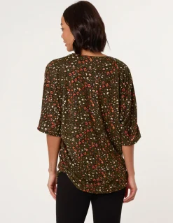 Printed Zip Front Top