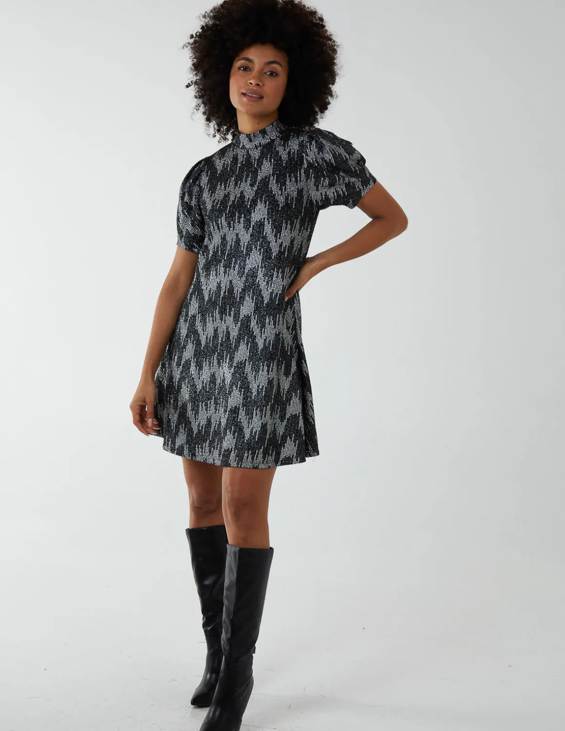Puff Sleeve Swing Dress
