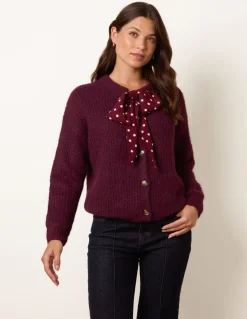Pussybow Detail Knitted Cardigan