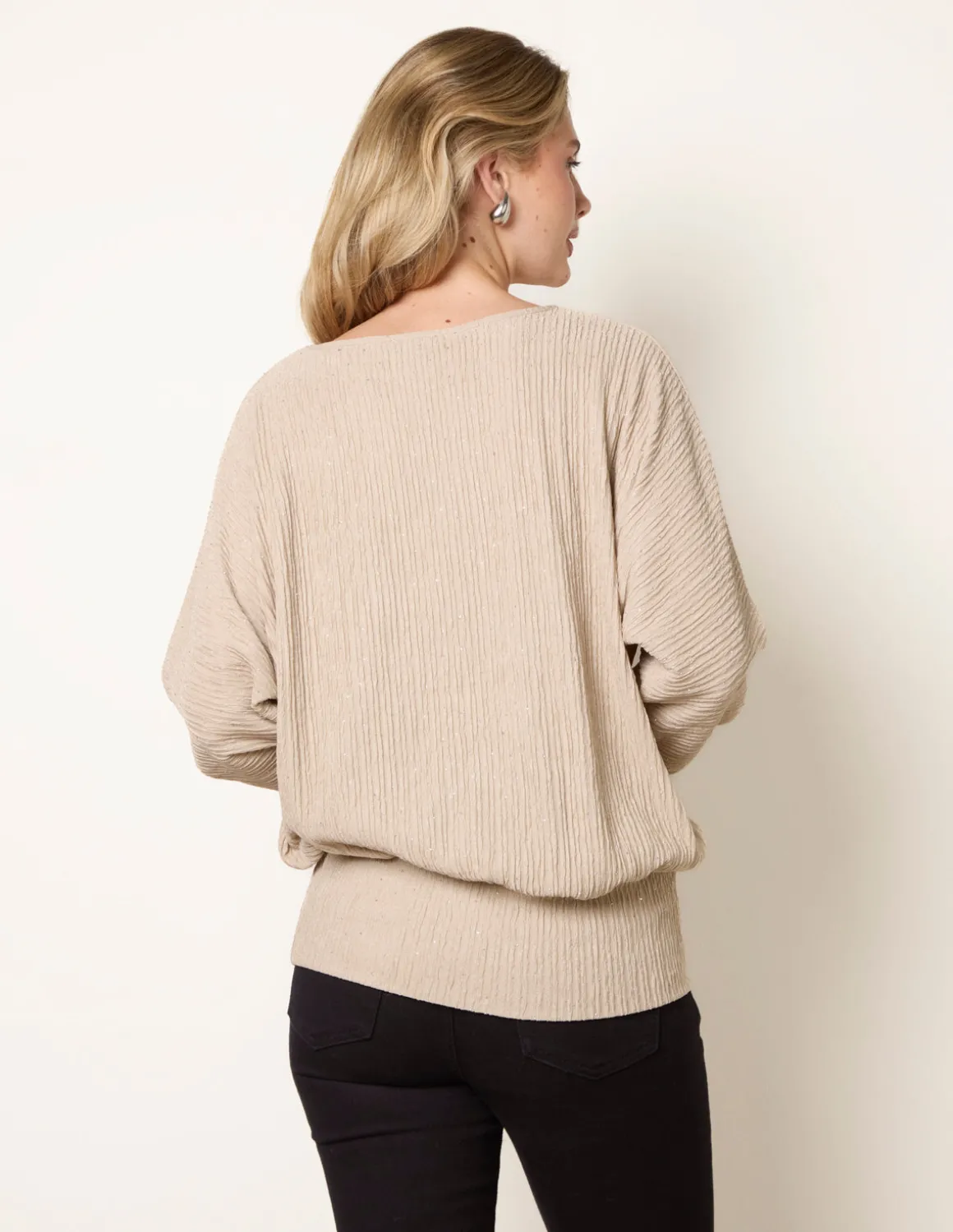 Rhinestone Batwing Top