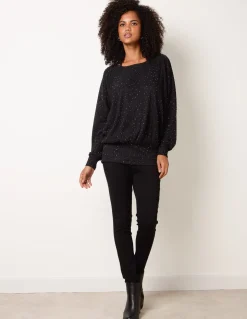Rhinestone Batwing Top