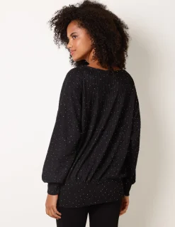 Rhinestone Batwing Top