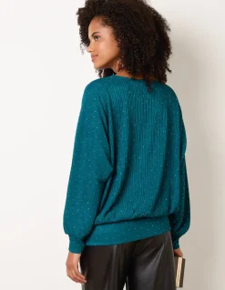 Rhinestone Batwing Top