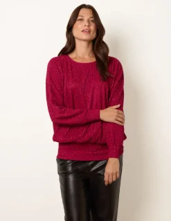 Rhinestone Batwing Top