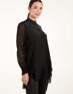 Rhinestone High Neck Top