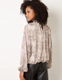 Rhinestone Snake Puff Ball Blouse