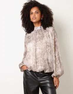 Rhinestone Snake Puff Ball Blouse