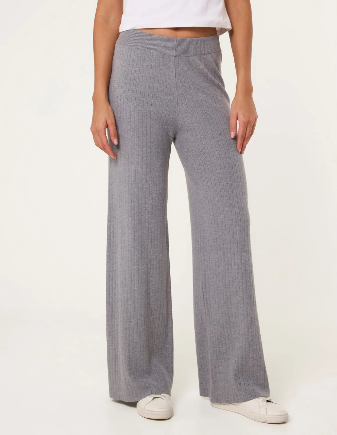 Ribbed Wide Leg Trousers