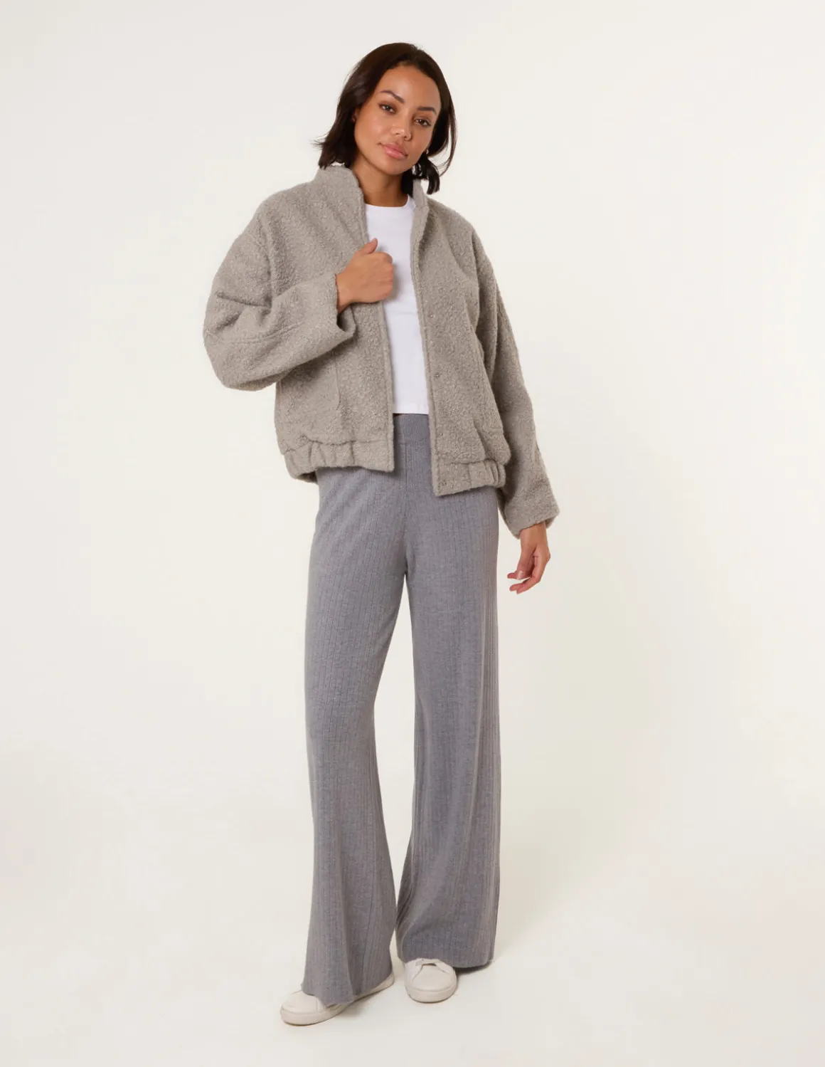Ribbed Wide Leg Trousers