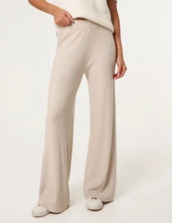 Ribbed Wide Leg Trousers