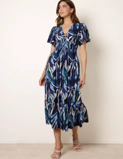 Ring Detail Printed Dress