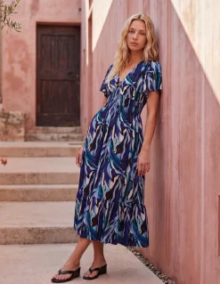 Ring Detail Printed Dress