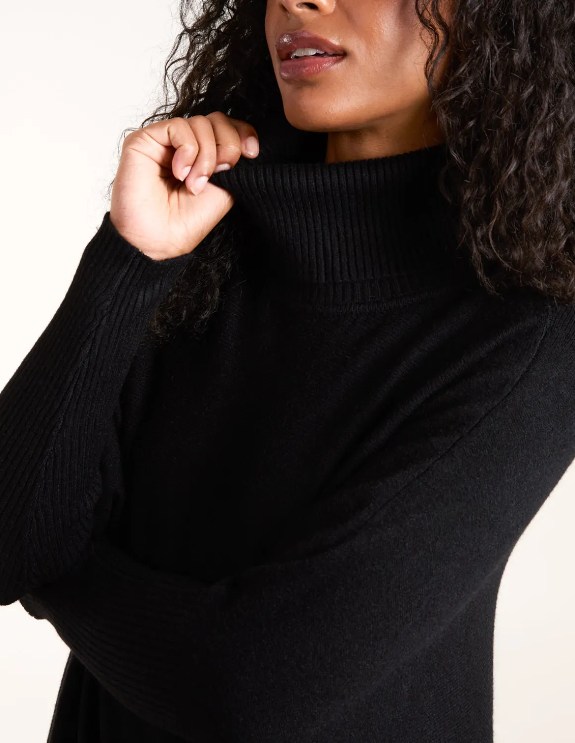 Roll Neck Button Mini Pocket Jumper