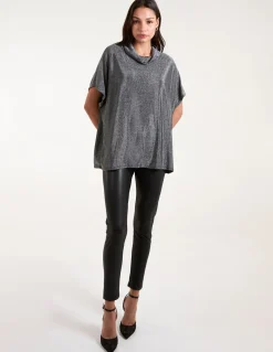 Roll Neck Oversize Metallic Top