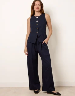 Round Neck Button Through Vest & Trouser Set