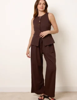 Round Neck Button Through Vest & Trouser Set