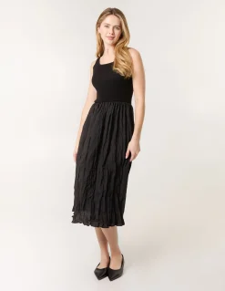 Round Neck Crinkled Dress