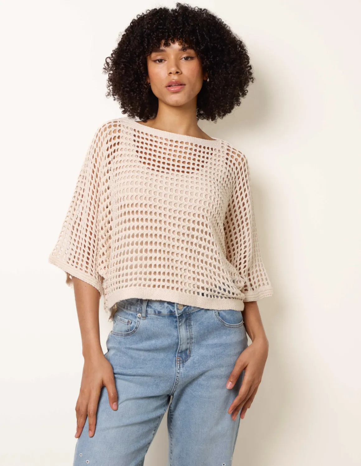 Round Neck Net Top