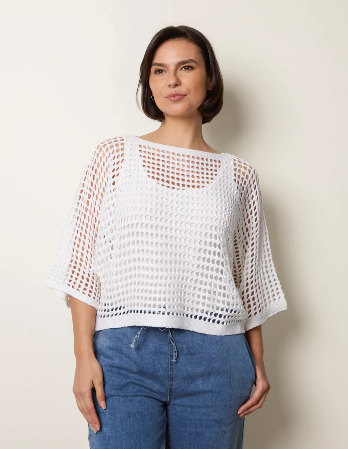 Round Neck Net Top