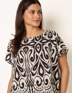 Round Neck Top With Abstract Print