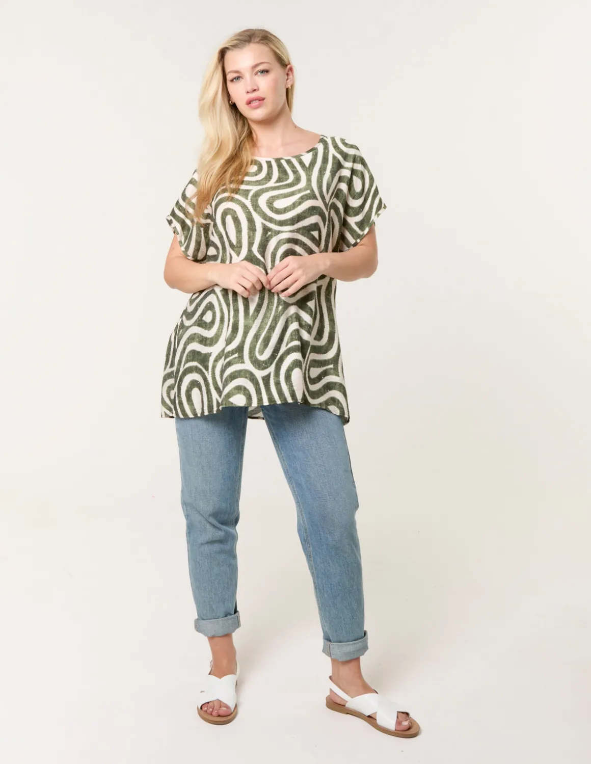 Round Neck Top With Abstract Print