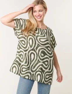 Round Neck Top With Abstract Print