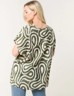 Round Neck Top With Abstract Print