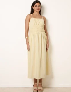 Ruched Binding Strappy Midi Dress