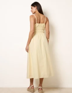 Ruched Binding Strappy Midi Dress