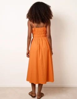Ruched Binding Strappy Midi Dress