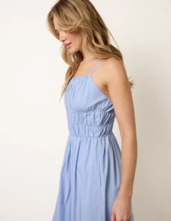 Ruched Binding Strappy Midi Dress