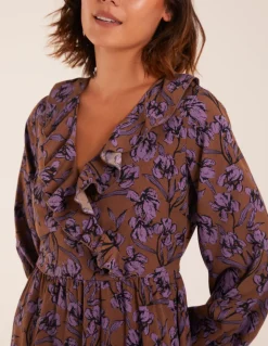 Ruffle Wrap Midi Dress