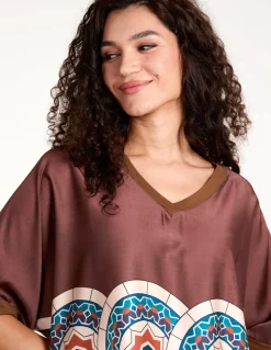 Satin Viscose Back Print Top