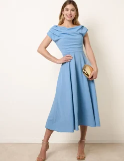 Scuba Crepe Off-Shoulder Skater Dress