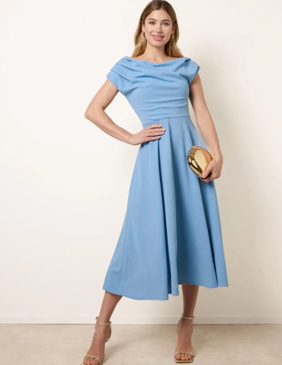 Scuba Crepe Off-Shoulder Skater Dress