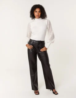 Semi-Sheer Mesh Panel Long Sleeve Jumper