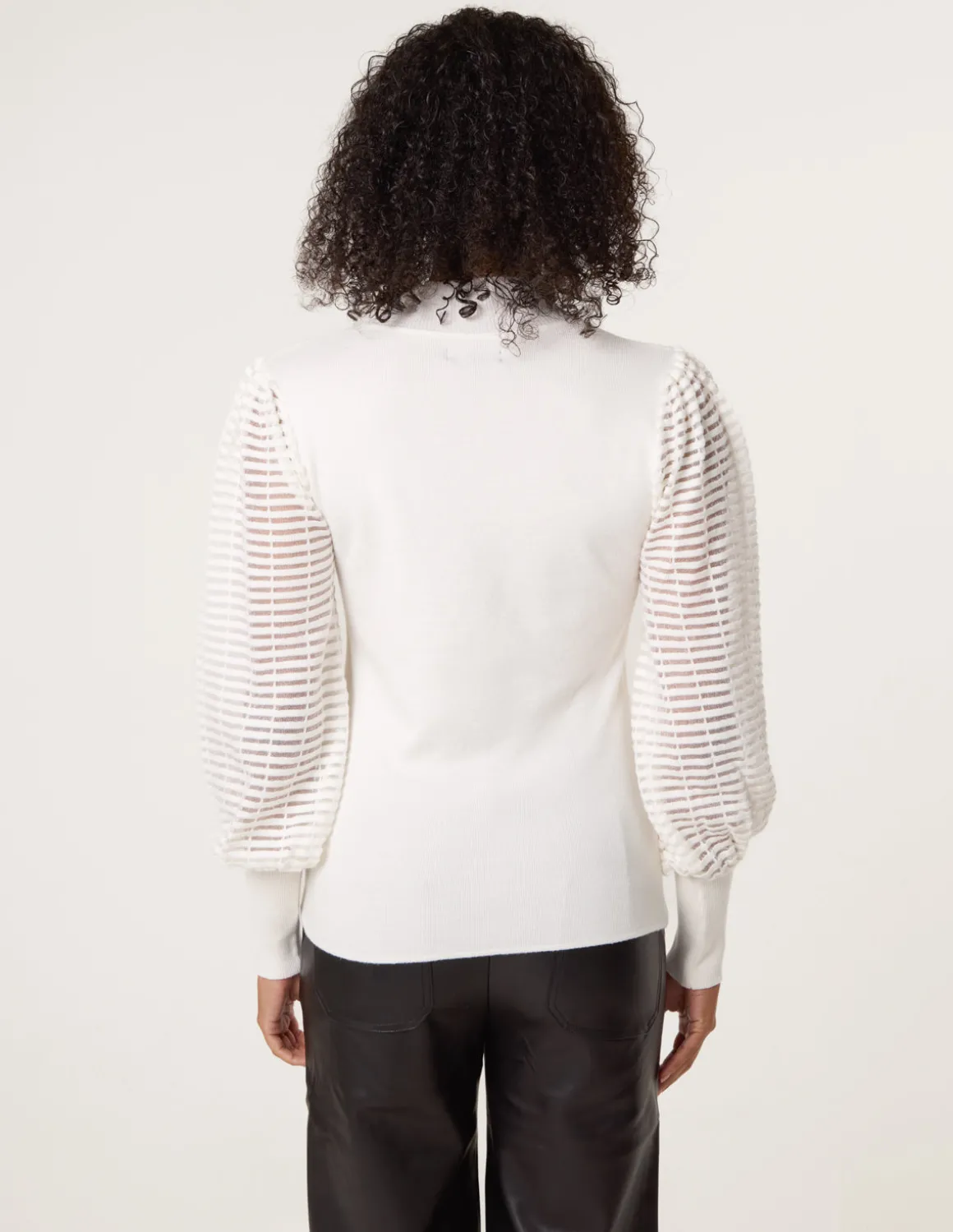 Semi-Sheer Mesh Panel Long Sleeve Jumper