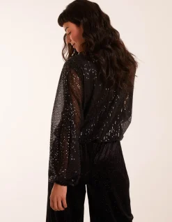 Sequin Batwing Blouse