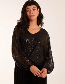 Sequin Batwing Blouse