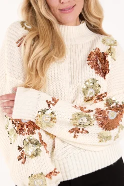 Sequin Flower Cropped Jumper
