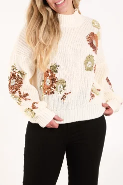 Sequin Flower Cropped Jumper