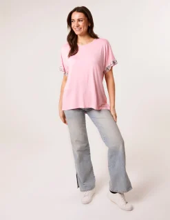 Sequin Trim Oversized Top
