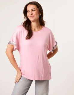 Sequin Trim Oversized Top
