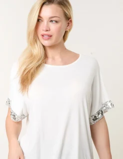 Sequin Trim Oversized Top