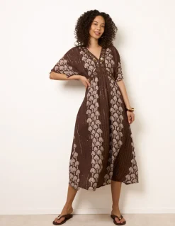 Shell Embroidered Midi Dress