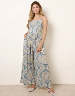Shirred Drawstring Jumpsuit