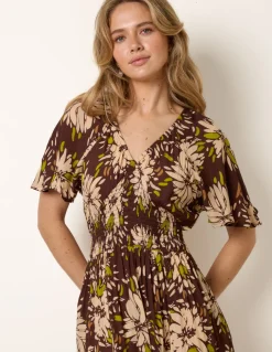 Shirred Waist Hanky Hem Dress