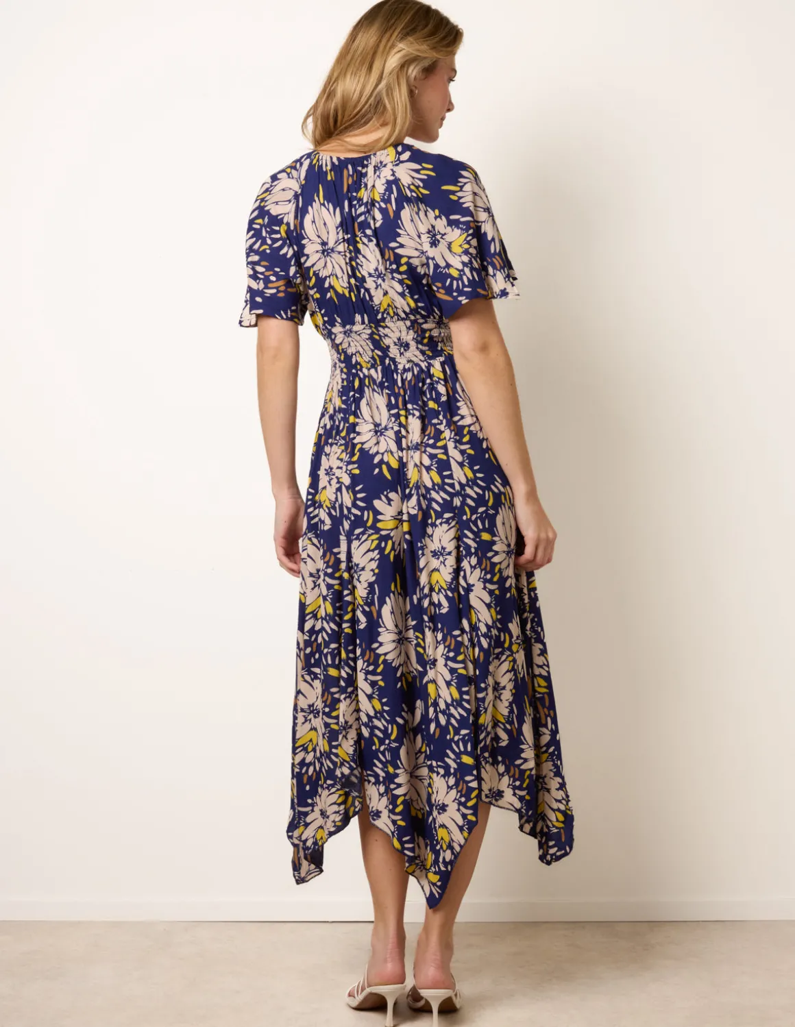 Shirred Waist Hanky Hem Dress