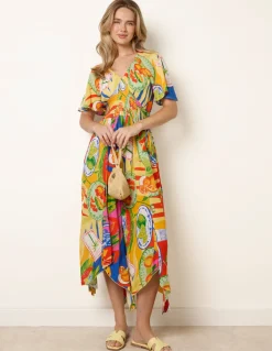 Shirred Waist Hanky Hem Dress